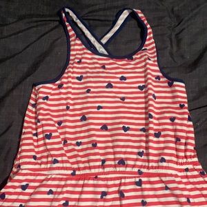 Red and white strips with blue hearts dress
